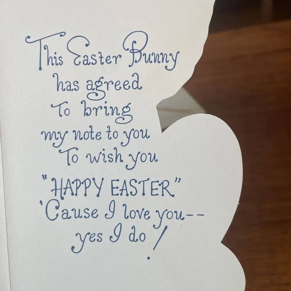 Vtg Stanley Bunny Spring Die Cut Glitter Happy Easter Mother Greeting Card